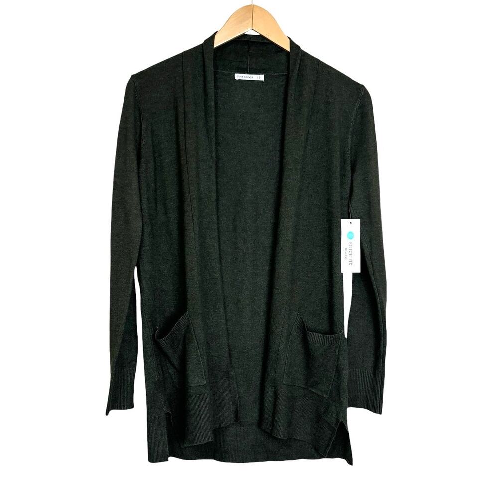 Pink Clover Stitch Fix Olive Green Open Front Cardigan, Size Small NEWs